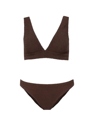 Sorbet Island Aqua Textured Bikini In Brown