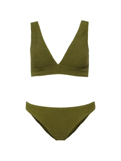 Sorbet Island Aqua Textured Bikini In Green