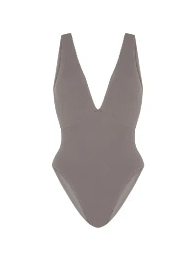 Sorbet Island Ariel Textured Swimsuit In Brown