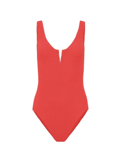 Sorbet Island Ava V-neck Swimsuit In Red