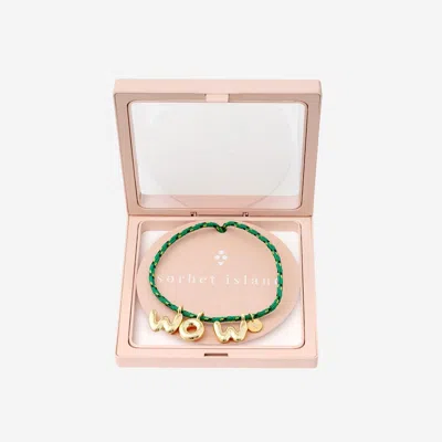 Sorbet Island Bubble Letter Necklace In Gold