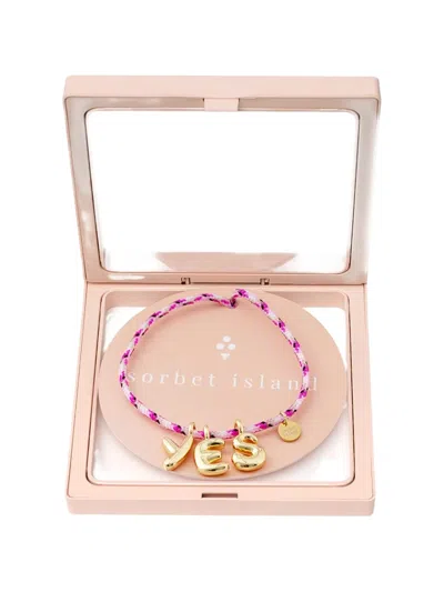 Sorbet Island Bubble Letters Necklace In Pink