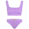 Sorbet Island Celine Bikini Set In Fig Purple | Square Neck One Size Swimsuit | Stretchy Crinkle Fabric | Womens D In Purple