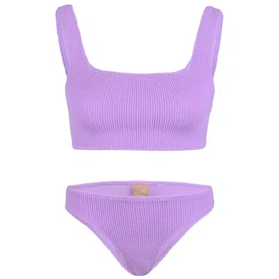 Sorbet Island Celine Bikini Set In Fig Purple | Square Neck One Size Swimsuit | Stretchy Crinkle Fabric | Womens D