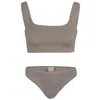 Sorbet Island Celine Bikini Set In Hazelnut Grey | Square Neck One Size Bikini | Stretchy Crinkle Fabric | Womens 