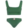 Sorbet Island Celine Bikini Set In Kiwi Green | Square Neck One Size Bikini | Stretchy Crinkle Fabric | Womens Des