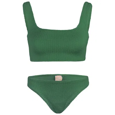 Sorbet Island Celine Bikini Set In Kiwi Green | Square Neck One Size Bikini | Stretchy Crinkle Fabric | Womens Des