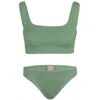 Sorbet Island Celine Bikini Set In Mint Green | Square Neck One Size Swimsuit | Stretchy Crinkle Fabric | Womens D In Green