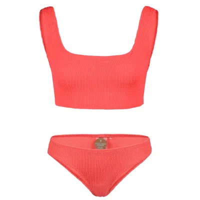 Sorbet Island Celine Bikini Set In Strawberry Pink | Square Neck One Size Bikini | Stretchy Crinkle Fabric | Women