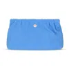 Sorbet Island Crinkle Clutch Bag | Womens Blue Bubblegum Pouch | Designer Crinkle Fabric Handbag | Pocket &amp; Ma