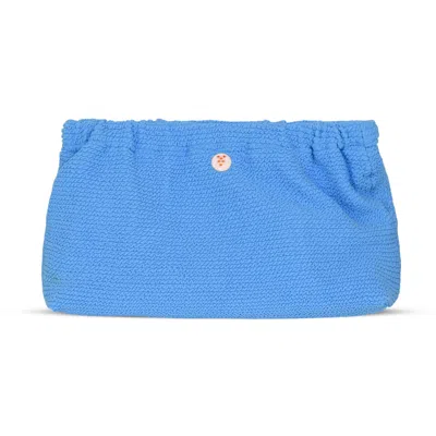 Sorbet Island Crinkle Clutch Bag | Womens Blue Bubblegum Pouch | Designer Crinkle Fabric Handbag | Pocket &amp; Ma