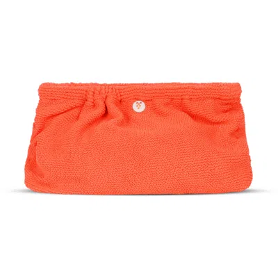 Sorbet Island Crinkle Clutch Bag | Womens Cranberry Red Orange Pouch | Designer Crinkle Fabric Handbag | Pocket &a