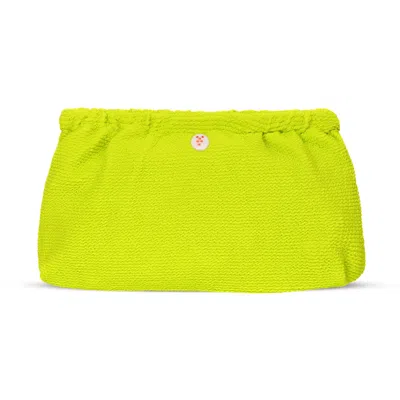 Sorbet Island Crinkle Clutch Bag | Womens Lemon Yellow Green Pouch | Designer Crinkle Fabric Handbag | Pocket &amp