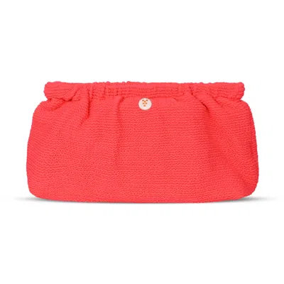 Sorbet Island Crinkle Clutch Bag | Womens Strawberry Red Pink Pouch | Designer Crinkle Fabric Handbag | Pocket &am