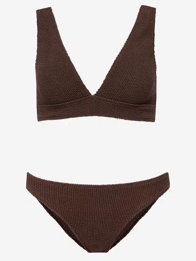 Sorbet Island Crinkled Texture Bikini In Brown