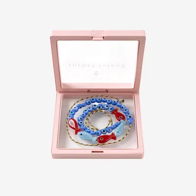 Sorbet Island Fabric And Glass Bead Necklace In Blue