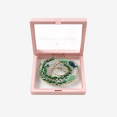 Sorbet Island Fabric And Glass Bead Necklace In Green