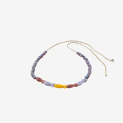 Sorbet Island Fabric And Glass Bead Necklace In Multi