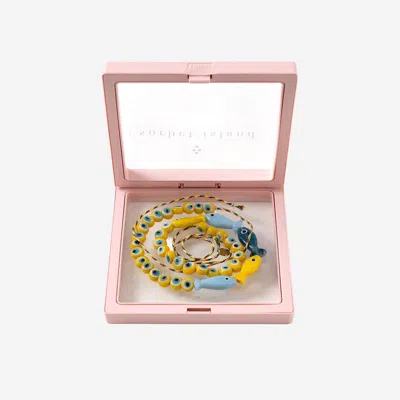 Sorbet Island Fabric And Glass Bead Necklace In Yellow