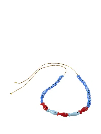 Sorbet Island Fish Beaded Neckale In Blue
