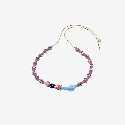Sorbet Island Glass Bead And Dolphin Charm Necklace In Multicolor