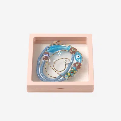 Sorbet Island Glass Bead With Dolphin Charm Necklace In Blue
