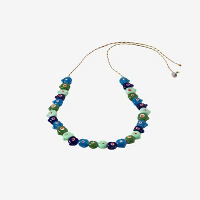 Sorbet Island Heart Shaped Glass Bead Necklace In Multi