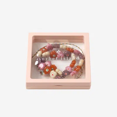 Sorbet Island Heart-shaped Glass Beads Necklace In Multi