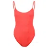 Sorbet Island Jade One Piece In Strawberry Red | One Size Stretchy Crinkle Fabric | High Leg Thin Strap Swimsuit | In Orange