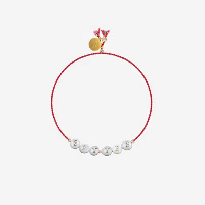 Sorbet Island Lettered Glass Bead Bracelet In Red
