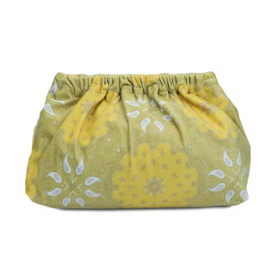 Sorbet Island Lime Green Clutch Bag In Bandana Print