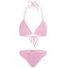 Sorbet Island Mia Triangle Bikini Set In Candy Pink | One Size Bikini | Stretchy Crinkle Fabric | Low Waist | Wome
