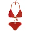 Sorbet Island Mia Triangle Bikini Set In Cherry Red | One Size Swimsuit | Stretchy Crinkle Fabric | Low Waist | Wo In Red