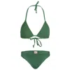 Sorbet Island Mia Triangle Bikini Set In Kiwi Green | One Size Swimsuit | Stretchy Crinkle Fabric | Low Waist | Wo In Green