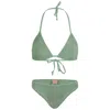 Sorbet Island Mia Triangle Bikini Set In Mint Green | One Size Swimsuit | Stretchy Crinkle Fabric | Low Waist | Wo In Green