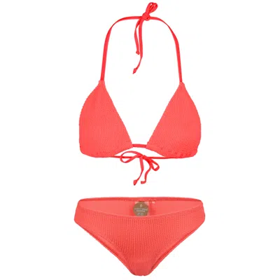 Sorbet Island Mia Triangle Bikini Set Strawberry In Orange