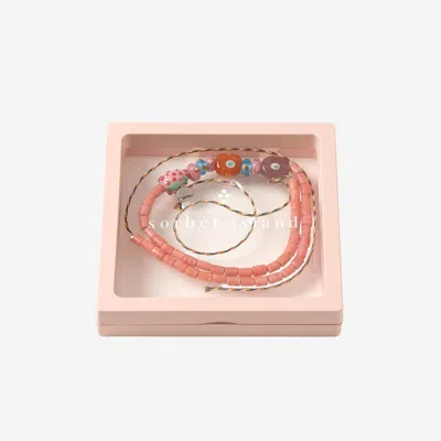 Sorbet Island Mixed Glass Beads Necklace In Pink