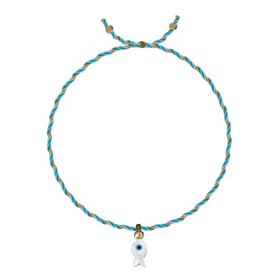 Sorbet Island Mother Of Pearl Charm Bracelet Fish In Brown