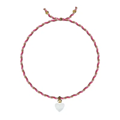 Sorbet Island Mother Of Pearl Charm Bracelet Heart In Brown