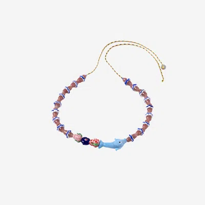 Sorbet Island Necklace With Dolphins And Glass Beads In Pattern