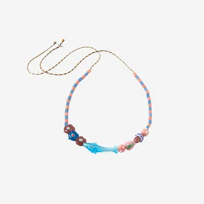 Sorbet Island Necklace With Dolphins And Glass Beads In Orange