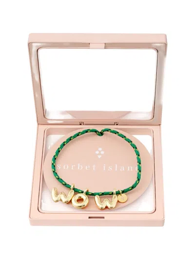 Sorbet Island Plated Bubble Letters Necklace In Green