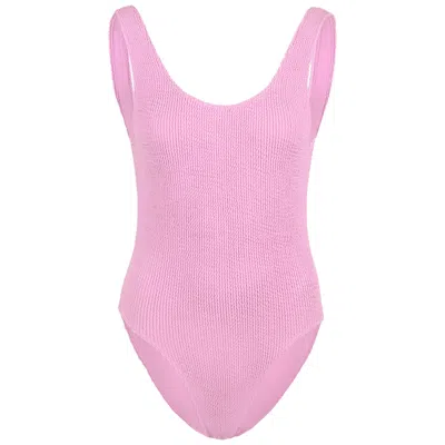 Sorbet Island Riva One Piece In Candy Pink | One Size Crinkle Fabric Swimsuit | High Leg | Curvy Womens Stretchy D