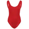 Sorbet Island Riva One Piece In Cherry Red | One Size Crinkle Fabric Swimsuit | High Leg | Curvy Womens Stretchy D In Red