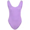 Sorbet Island Riva One Piece In Lavender | One Size Crinkle Fabric Swimsuit | High Leg | Curvy Womens Stretchy Des In Purple