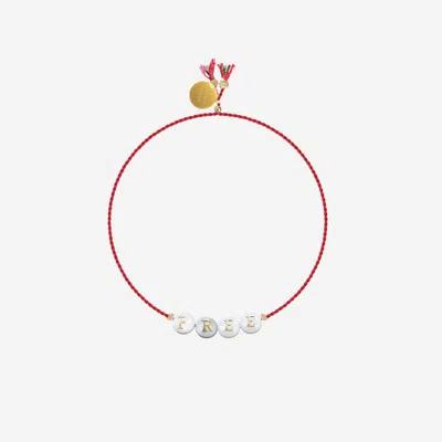 Sorbet Island Shell And Glass Pearl Bracelet In Red