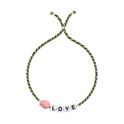 Sorbet Island Square Letter And Charm Bracelet In Multi