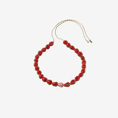 Sorbet Island Strawberry-shaped Glass Bead Necklace In Multicolor