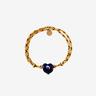 Sorbet Island Woven Fabric Heart Charm Bracelet In Multicolor