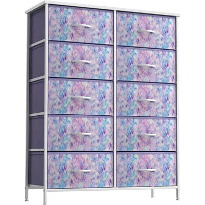 Sorbus 10 Drawers Dresser With Steel Frame And Fabric Bins In Purple